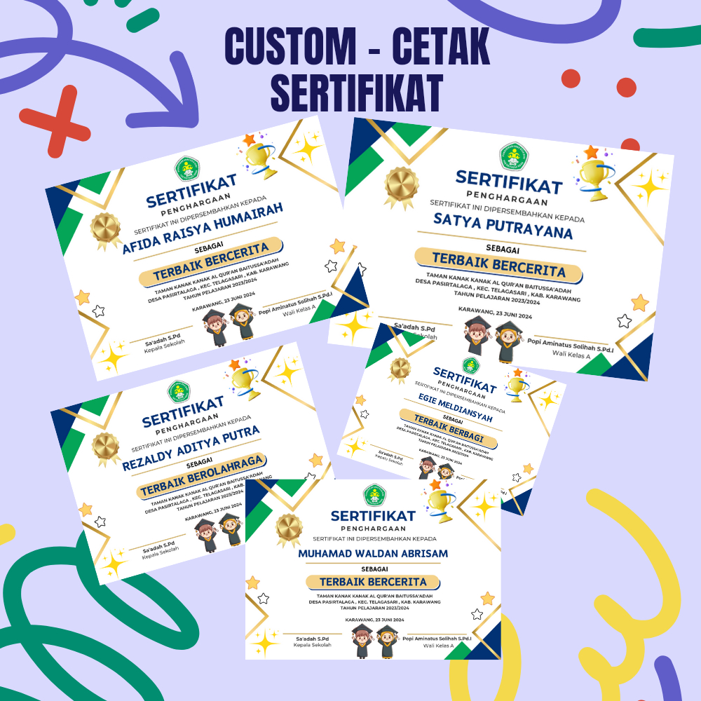 

CUSTOM - CETAK SERTIFIKAT / PIAGAM / IJAZAH