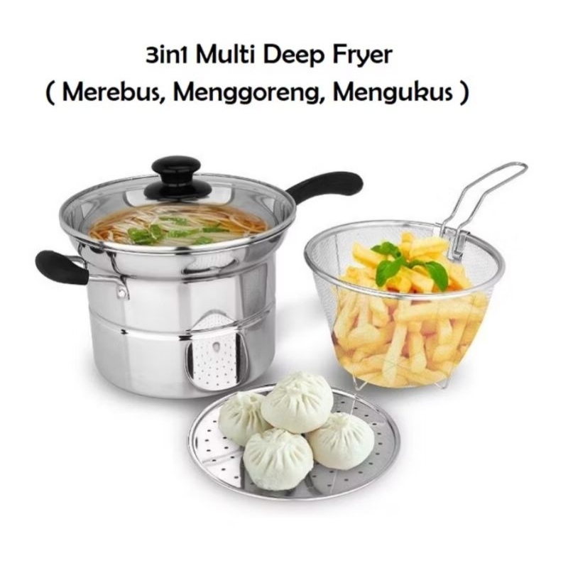 02 Ob-Deep Fryer 3 in 1 Panci menggoreng Anti Karat Pekanbaru Panci Serbaguna