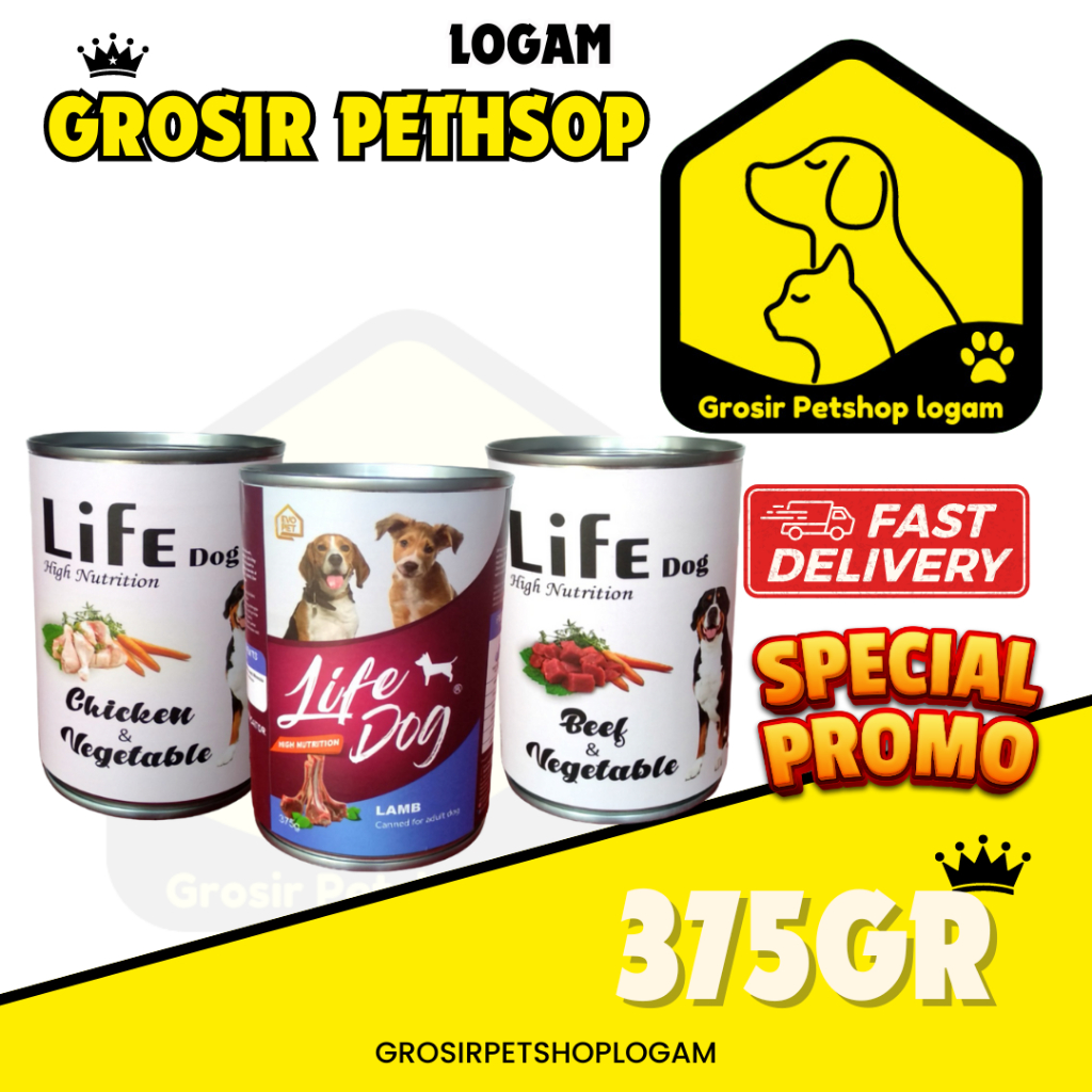 LIFE DOG kaleng 375gr makanan basah anjing LIFE DOG