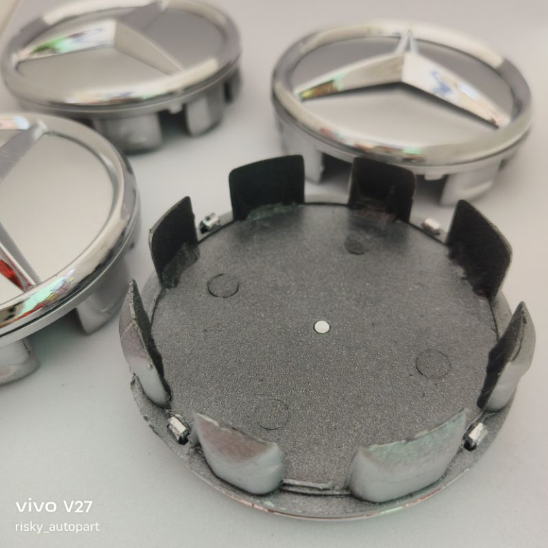 Dop Roda Tutup Velg Mercy MERCEDES BENZ Chrome 7.5cm Original Unnh14