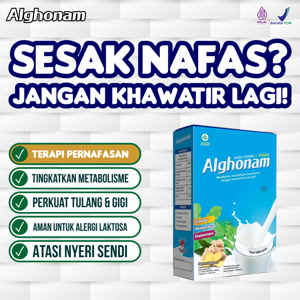 

Alghonam Susu Etawa - Diskon Hingga 90%, Halal MUI, Terdaftar di BPOM!