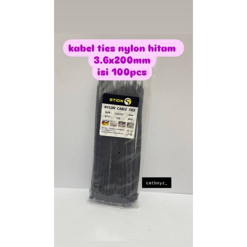 

kabel ties nylon hitam 3.6x200mm isi 100pcs
