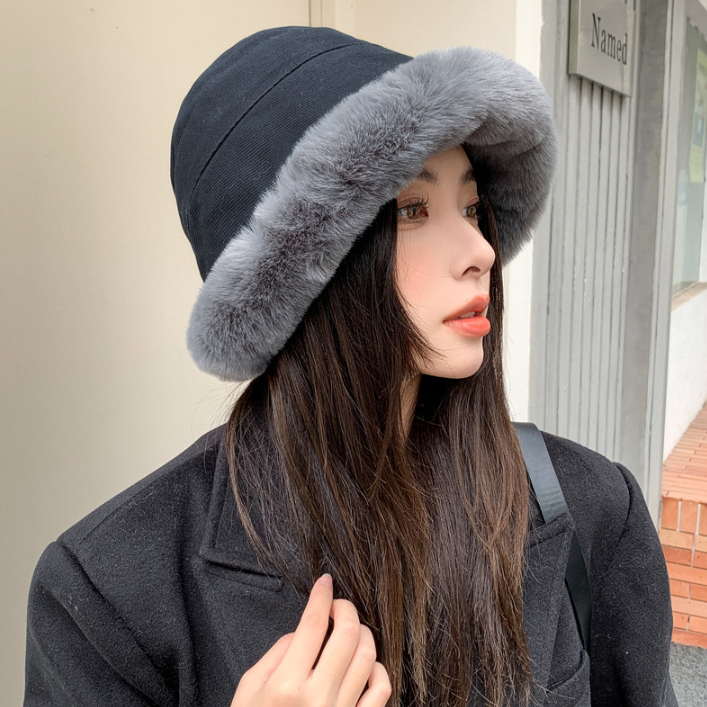 Topi Bulu Thermal Musim Dingin Wanit Mongolia Bucket Winter Cap