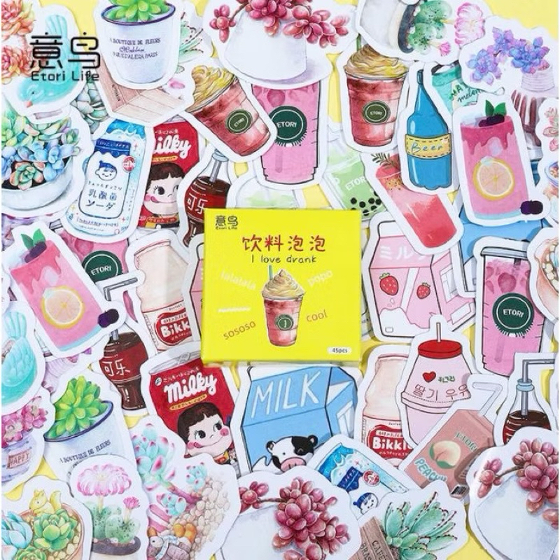 

ATK 46 Pcs Drinks Deco Sticker Planner DIY Scrapbook Stiker Dekor Kotak