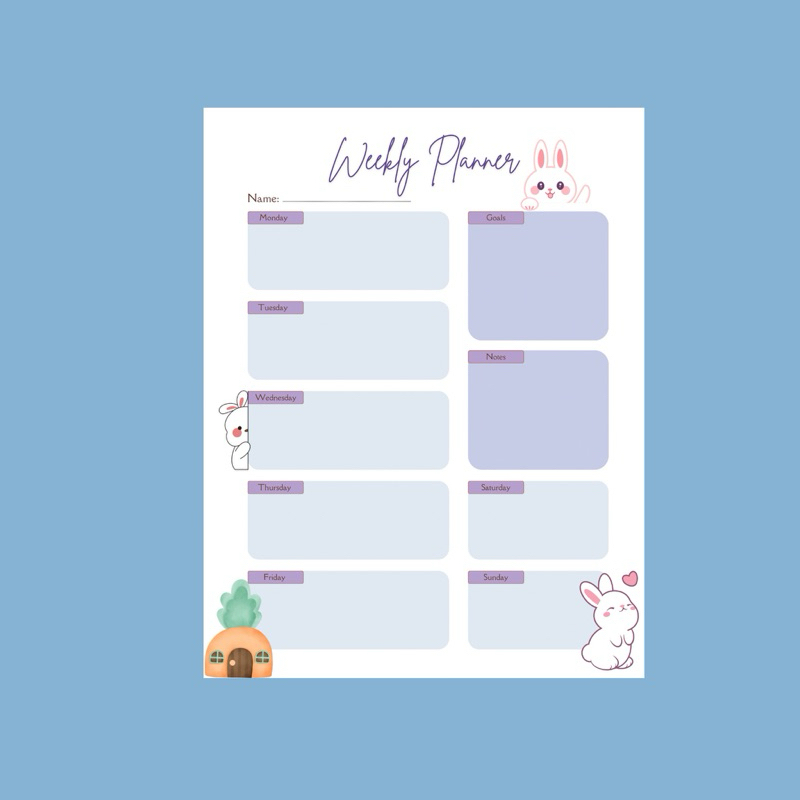 

Weekly Planner A5 HVS 100gsm Perencanaan Harian Study planner Notes List to do