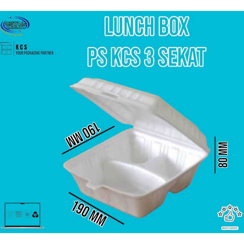Dijamin Murah STYROFOAM 3 SKAT BENTUK BENTO  LUNCH BOX KCS 3 SEKAT isi 1 pcs