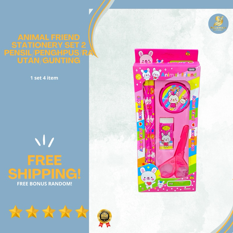 

Stionery Set Crystal Animal Friend Warna Pink /Pensil/Penghapus/Rautan/Gunting Harga Terjangkau + Free Bonus Random!!