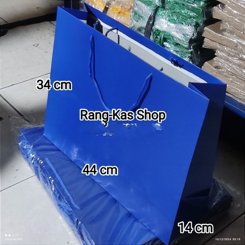 Paper bag POLOS Landscape Biru JUMBO karton Duplex