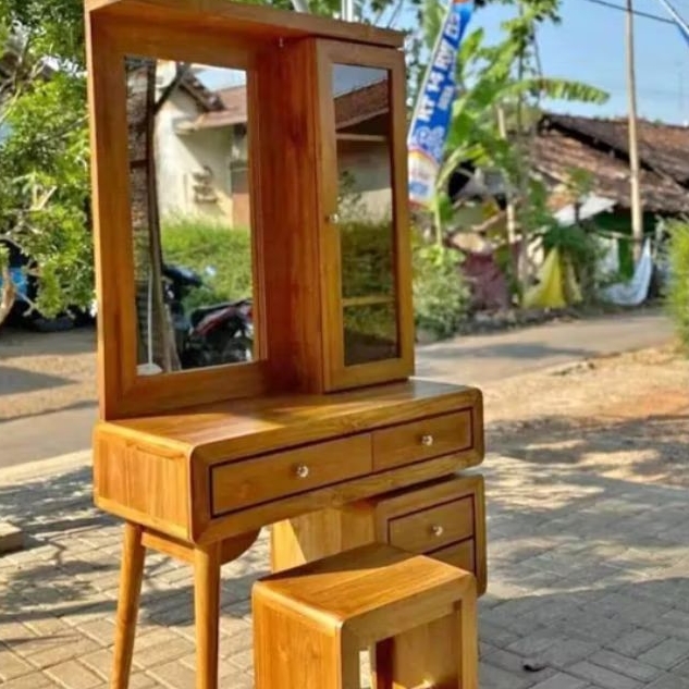 Kayukozy - Meja Rias Minimalis Meja Rias kayu Jati Solid Meja Rias Aesthetic