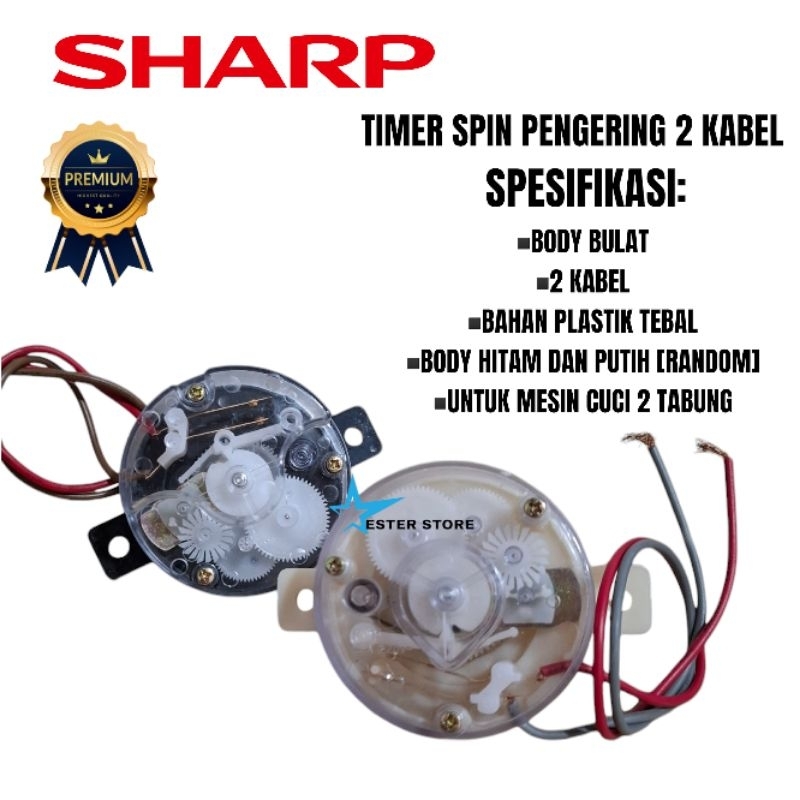 Sharp Timer Spin Pengering Mesin cuci 2 kabel Timer spin mesin cuci Sharp 2 Tabung