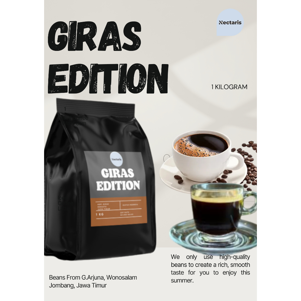 

Bubuk Kopi Robusta Premium Giras 1 Kg - Aroma Kuat & Rasa Nikmat dari Gunung Arjuna