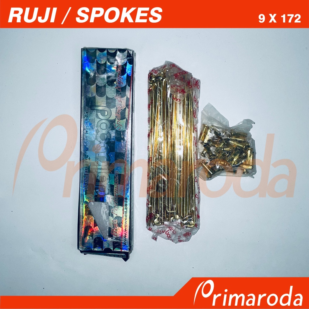 Ruji Jari-jari Spokes roda sepeda motor Wilwood GOLD