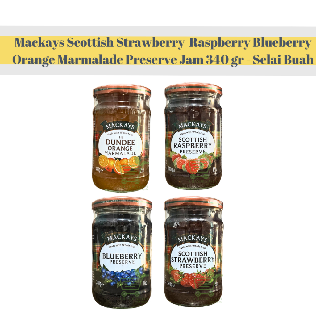 

Mackays Scottish Strawberry Raspberry Blueberry Orange Marmalade Preserve Jam 340 gr - Selai Buah