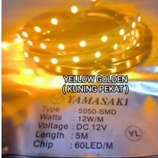 Yamasaki Lampu Led Strio 5050 dc 12V 5M Warna Yelow Golden