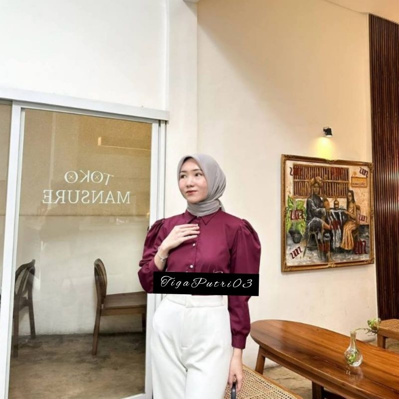 VF - Qyla Kemeja Puffy Blouse Wanita Katun Toyobo Atasan Panjang