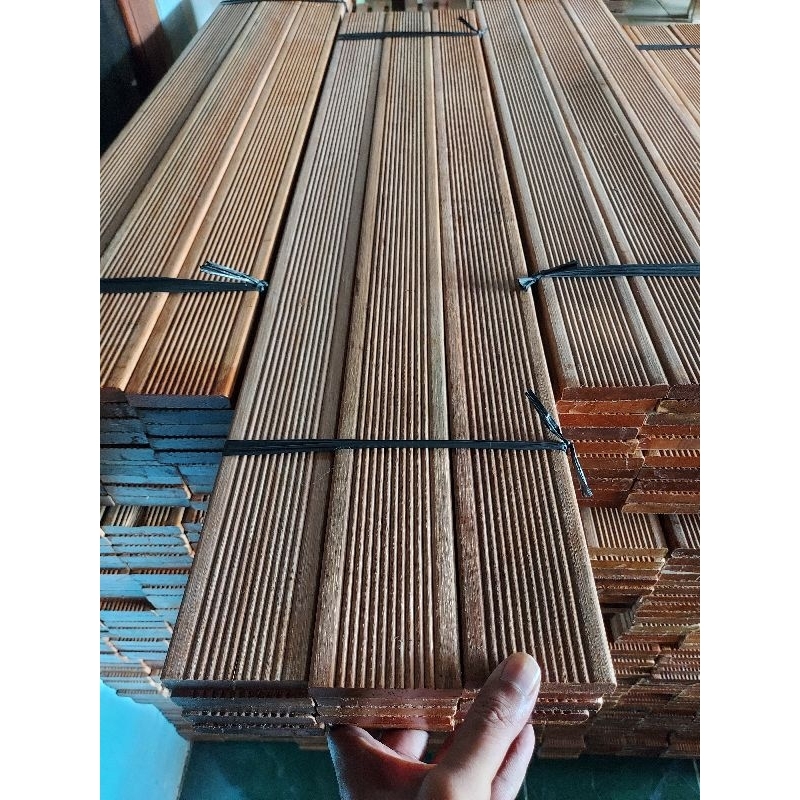 Kayu Decking Bengkirai, 1,5x7x100cm. cafe resto hotel villa rumah, taman lantai pagar plafon mezanin