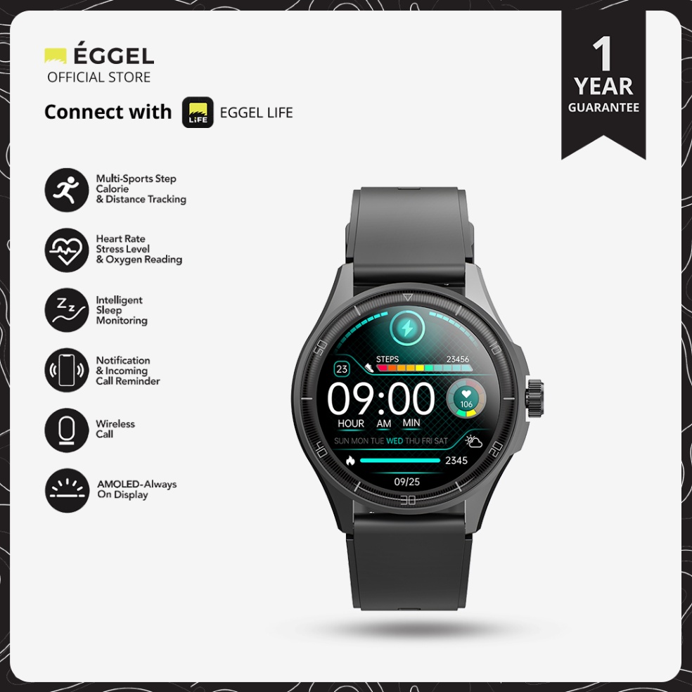 Eggel Tempo 4 Active Amoled Smartwatch  Smart Watch  Smartband KODE H2F9