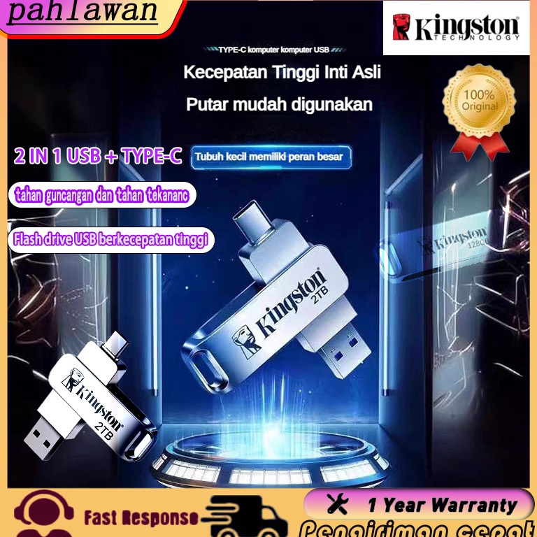Borong Buruan Flashdisk kingston original Flashdisk otg type c 256gb 128gb 64gb 2 in1 USB 3  typeC H