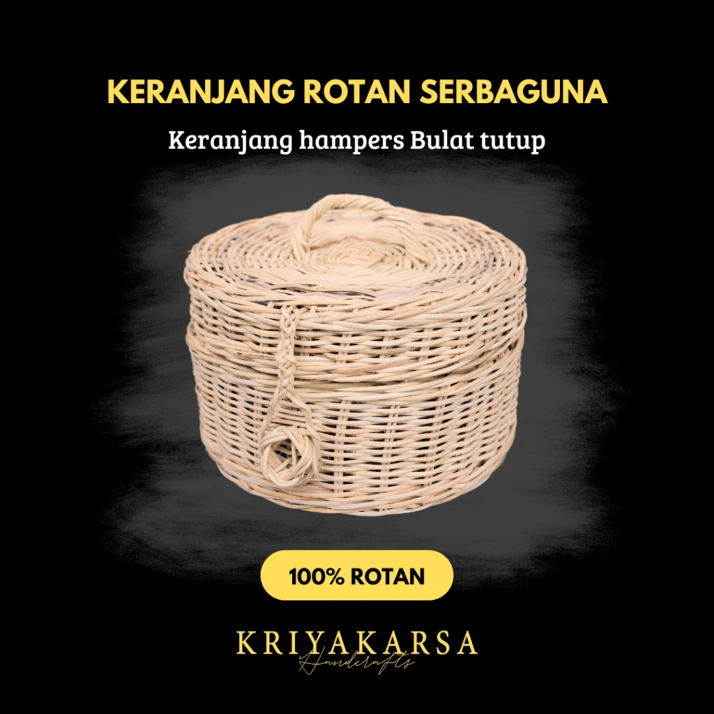 Keranjang Rotan d. 21 t. 13 Hampers Bulat Tutup/keranjang seserahan rotan/keranjang Bulat Koper Kera