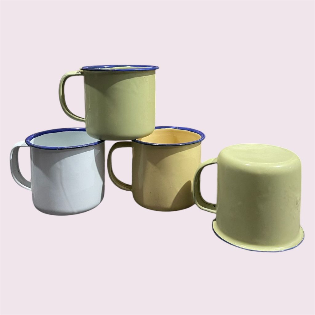 MUG ENAMEL WARNA POLOS / CANGKIR MUG JADUL / GELAS KOPI KLASIK - MURAH