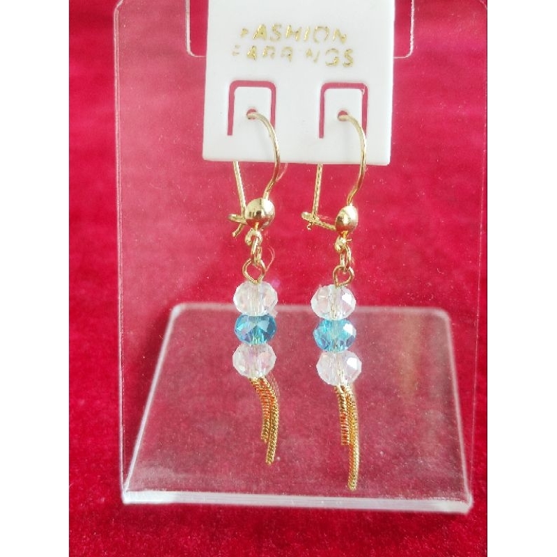 anting jurai kristal warna biru putih, anting kristal, anting anak, anting titanium, anting anak, an