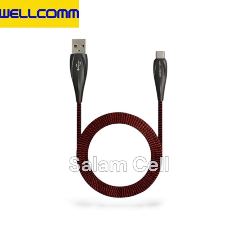 Kabel Data Type-C WELLCOMM ALLOY C 3A Panjang 130cm Fast Charger  Original Garansi Resmi