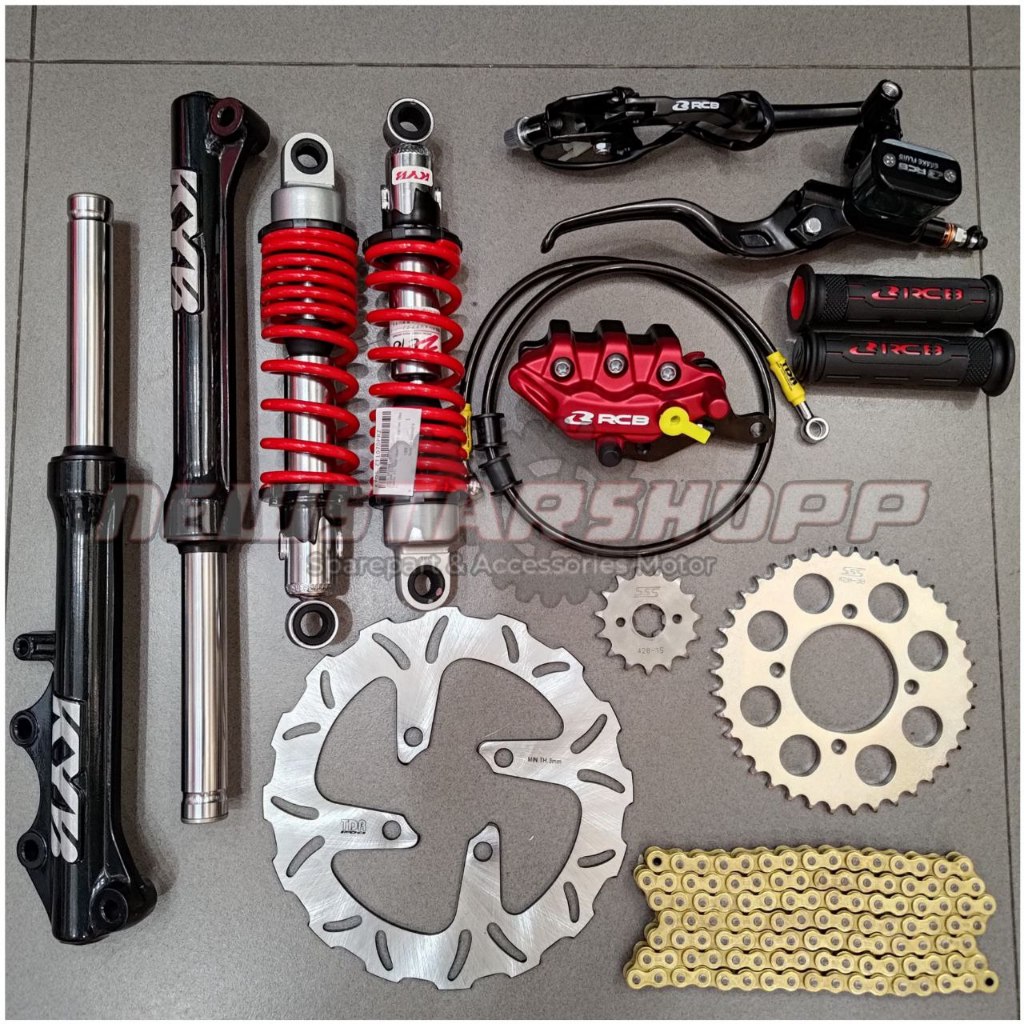 Paketan Master Rem RCB E3 14mm kotak kanan kiri + Kaliper 2 piston S + Selang Rem TDR Carbon + Disc 