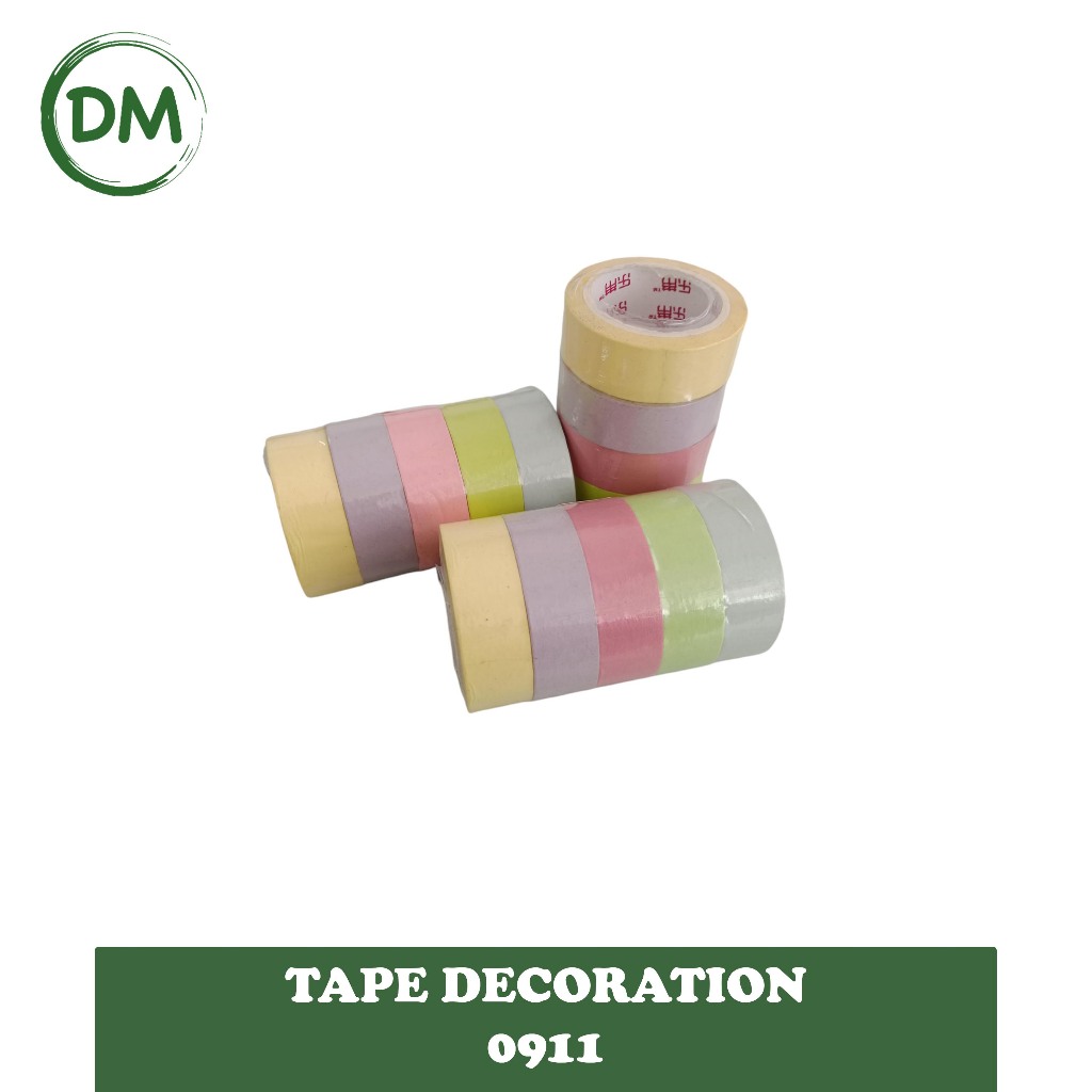 

TAPE DEKORASI TAPE / Lakban Solatip Diary Scrapbooking DIY polos isi 5 tebal 0911