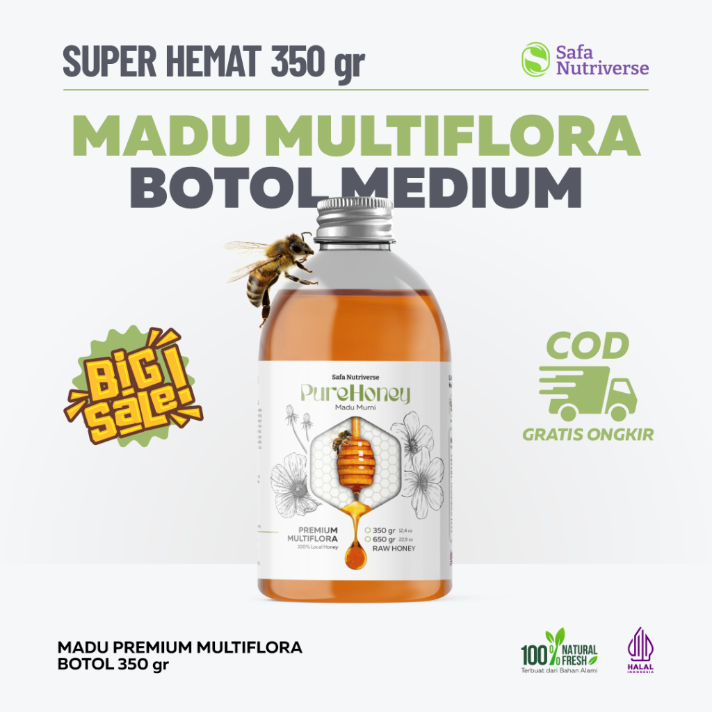 

Madu Multiflora Madu Premium Asli RAW Organik Madu Murni 350gr Pure Honey