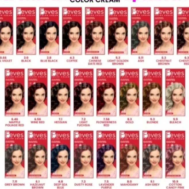Feves Color Cream 100ml/Pewarna Rambut Feves