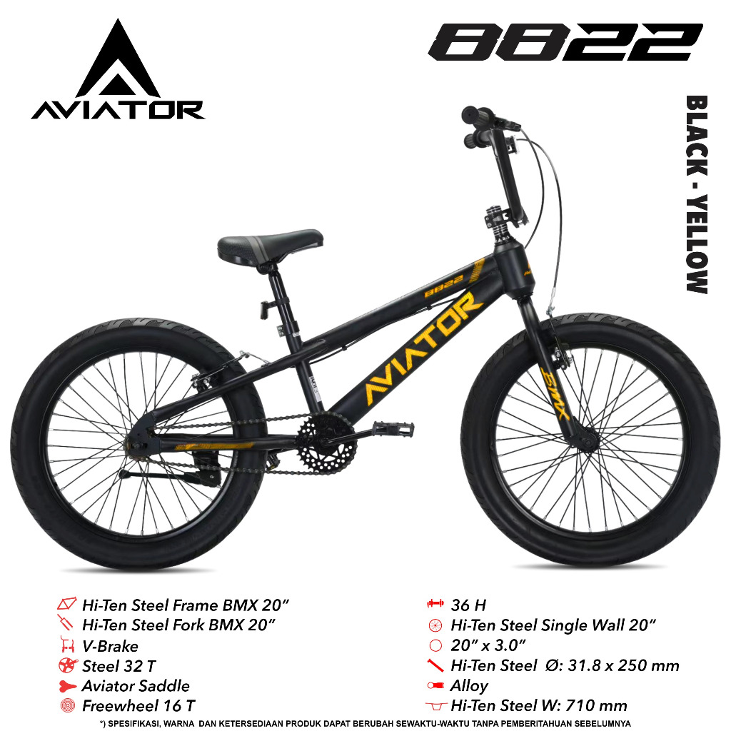 AVIATOR 8822 ban 3.0 20 inch Sepeda Anak BMX