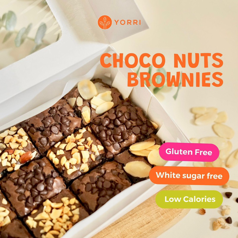 

YORRI - CHOCO NUTS Brownies Coklat Blitar Gluten free Less Sugar Low Calories