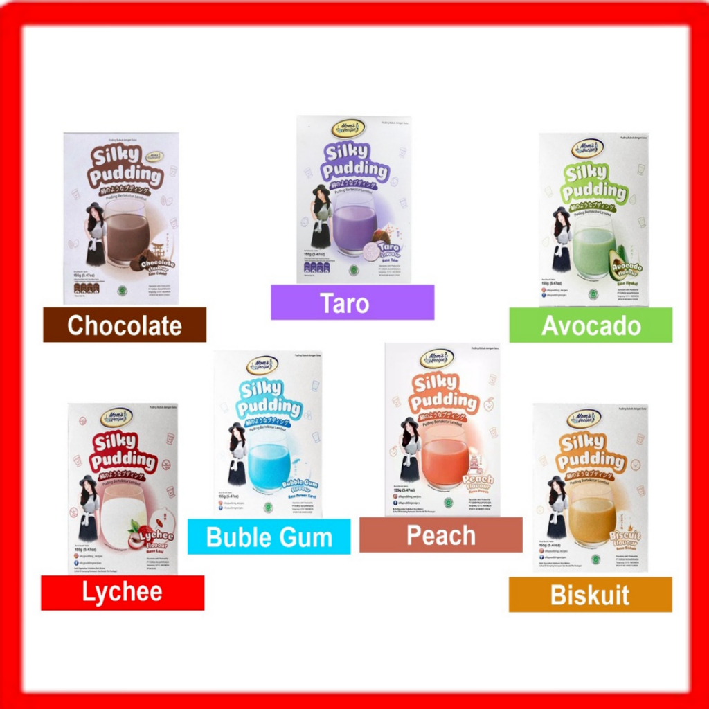 

FORISA SILKY PUDDING RASA CHOCOLATE TARO LEYCHEE AVOCADO BISKUIT BUBLE GUM PEACH @ 155 GRAM