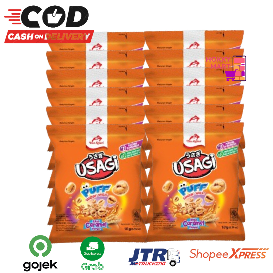 

[ HOKKY ] Usagi Puff Gandum Wheat Caramel Renceng Isi 10 x 10gr Dua Kelinci Snack Cemilan Anak Murah Halal