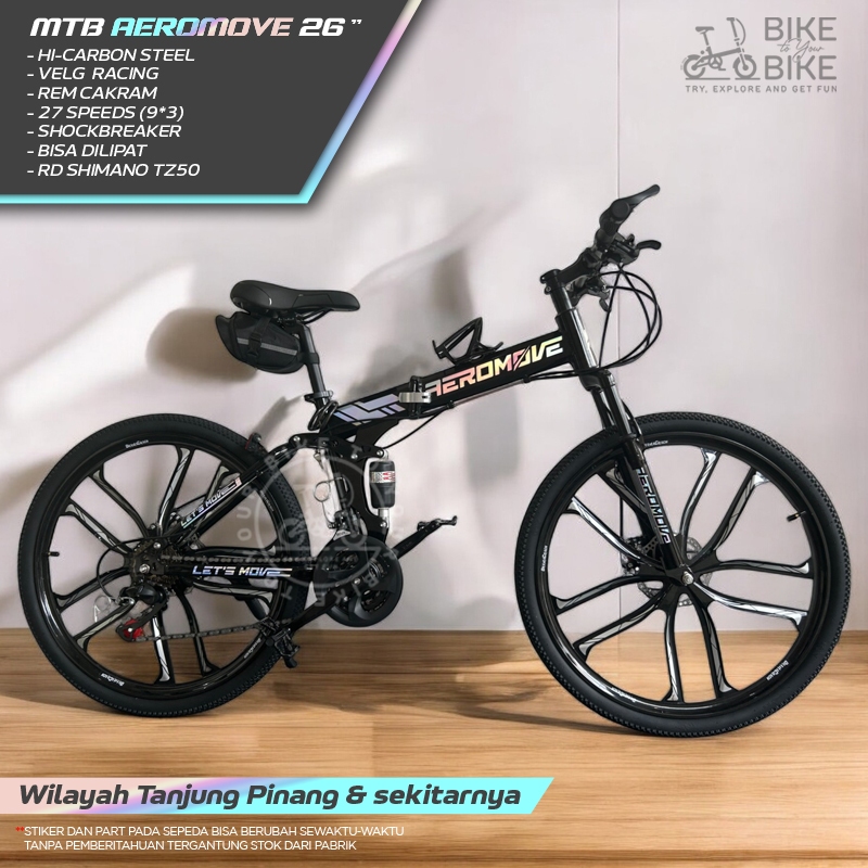 [TANJUNG PINANG] Sepeda MTB gunung lipat kualitas IMPORT AEROMOVE 26 inch velg racing