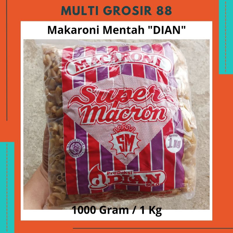 

MG88 Makaroni Super Macron Mentah Goreng 1000 Gram / 1 Kg Merk Dian Solo