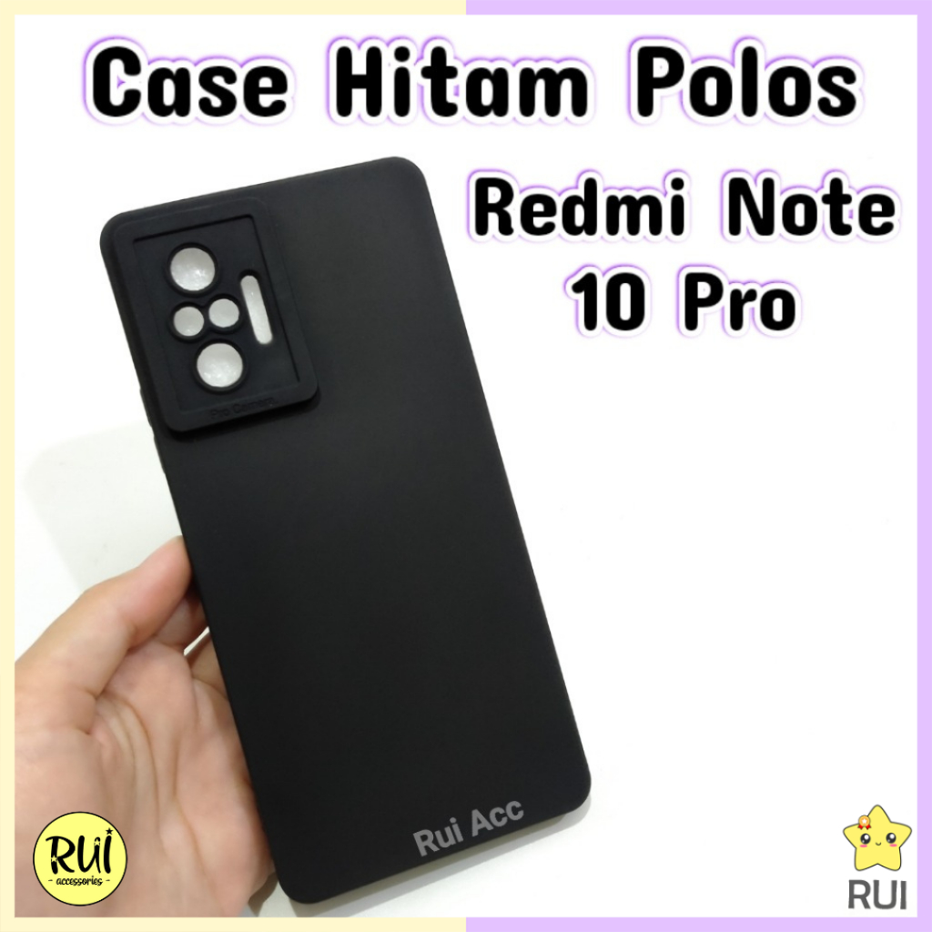 Case Hitam Redmi Note 10+ / 10 Pro Plus Xiaomi Black Matte Softcase Polos Lentur Silikon HP