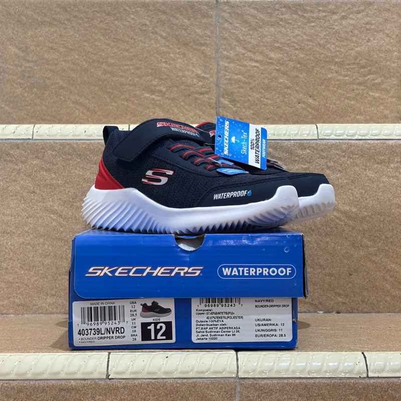 Skechers Sale - BNIB Sepatu Anak SKECHERS Kids Dripper Drop Waterproof 403739L Navy Red (Original PT