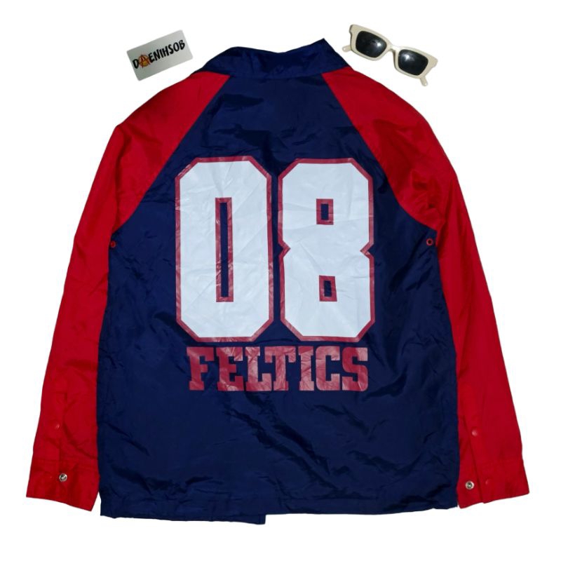 Jaket feltics coach windbreaker tracktop varsity bomber big logo spell out back hit jacket atasan ou