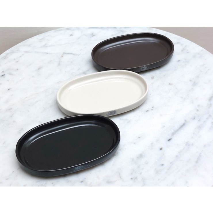 Piring Oval Kecil Keramik Jepang - Small Stackable Oval Ceramic Snack Cake Pastry Side Plate TOKYO 1