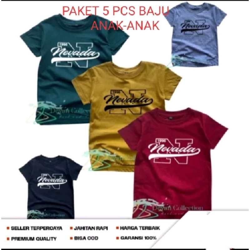 PAKET 5 PCS BAJU kaos anak laki laki/kaos anak premium distro anak laki laki perempuan 2 sampaii 12 