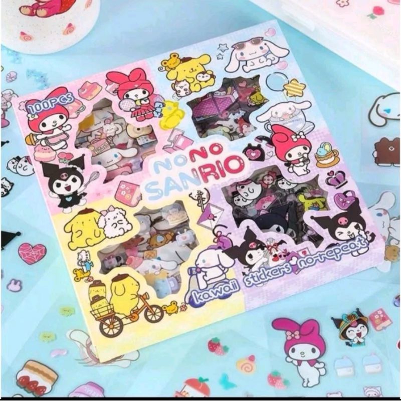 

Sticker Labubu Sticker Labubu Kuromi Capybara Sticker Momo Labubu Viral 1 box isi 100