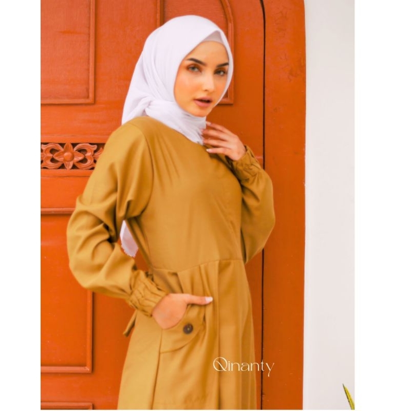 Gamis toyobo seragam kerja psh asn pemda khaki tua Qinanty