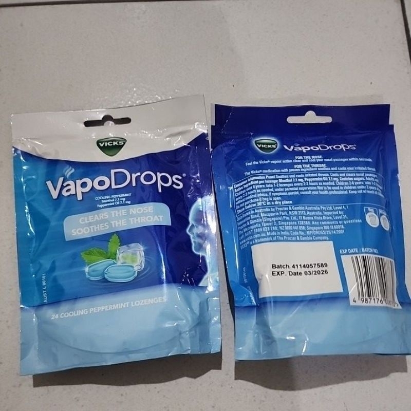 Vicks VapoDrops Cooling Peppermint 24 Lozenges