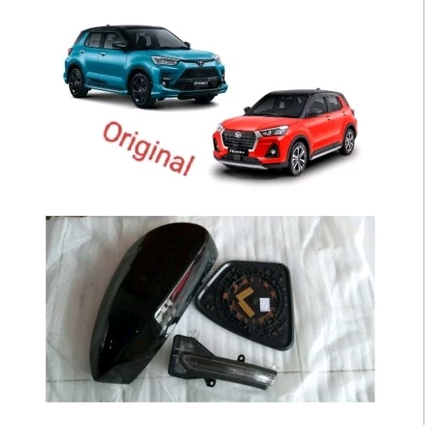 Cover Spion + Kaca Spion + Lampu Sein sen Spion Mobil Toyota Raize 2022 2023 2024 Cover Spion Toyota