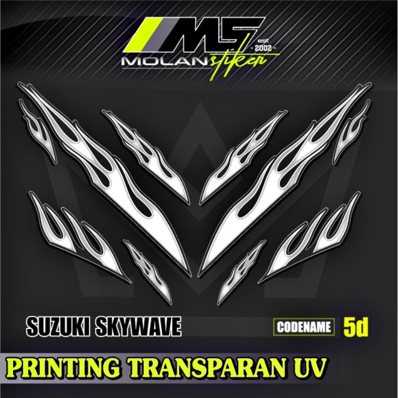 Decal Sticker Striping Variasi Transparan Uv Suzuki Skywave Api Skywave 125 2007-2011 Skywave NR Dec