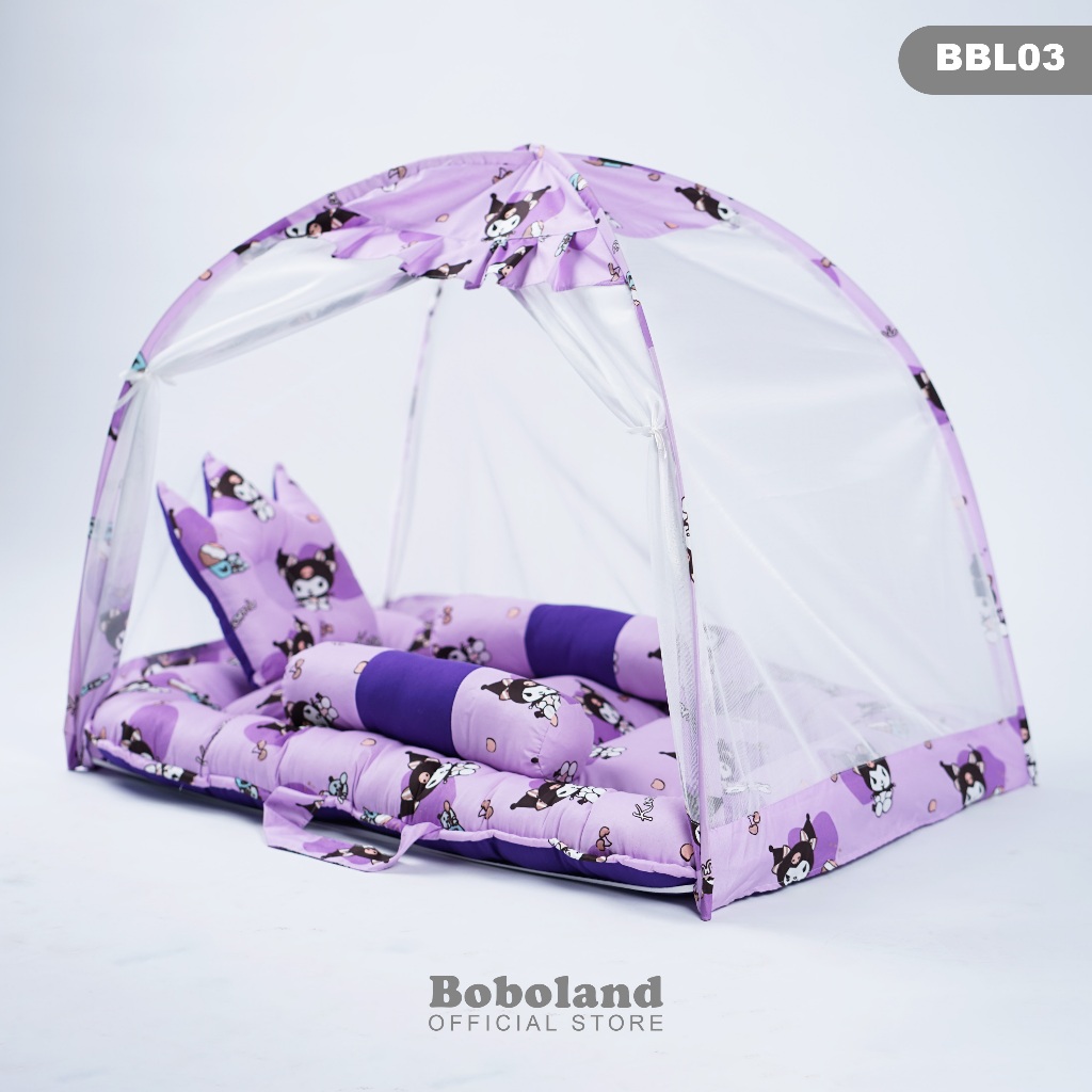 KASUR BAYI KELAMBU BOBOLAND SET LENGKAP BANTAL GULING KELAMBU BAYI