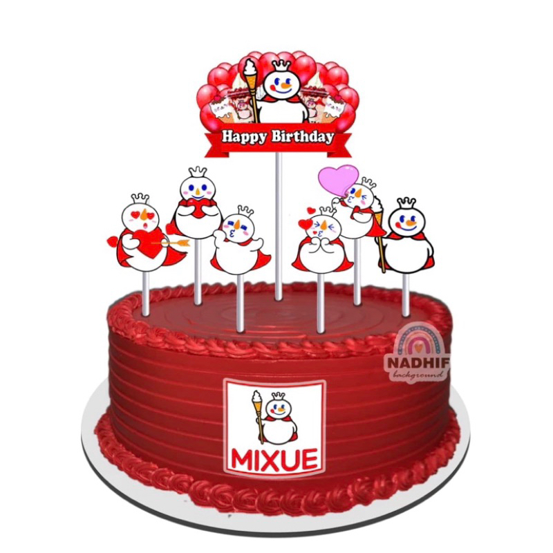NEW Toper Cake Mixue / Toper Fullstik / Toper Tugi / Toper Kue Ultah / Hiasan Bolu / Toper Karakter