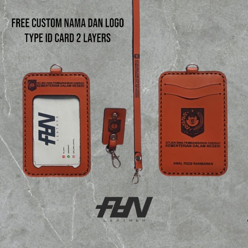 

Termurah ID Card Holder Kulit Custom Name Tag Kulit Asli lanyard id card kulit