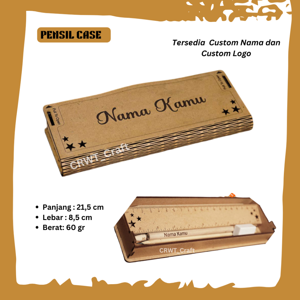 

Tempat Pensil Kayu Custom Nama/Logo WOOD Case
